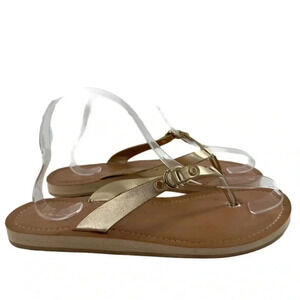 Aldo womens sandals size 9 40 gold leather flip flops coastal resort wear